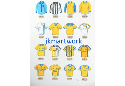 Torquay United FC Retro Shirts Wall Art Print